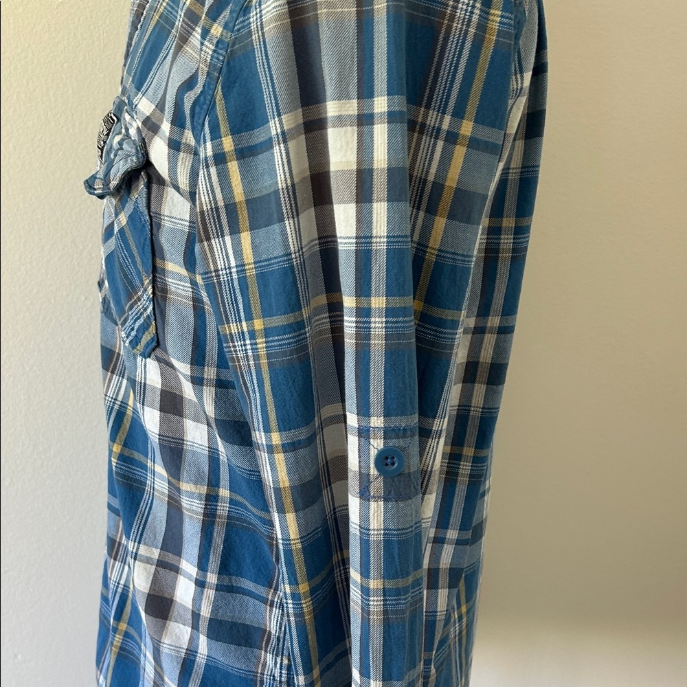 Superdry Blue and White Plaid Casual Shirt - Picture 8 of 12